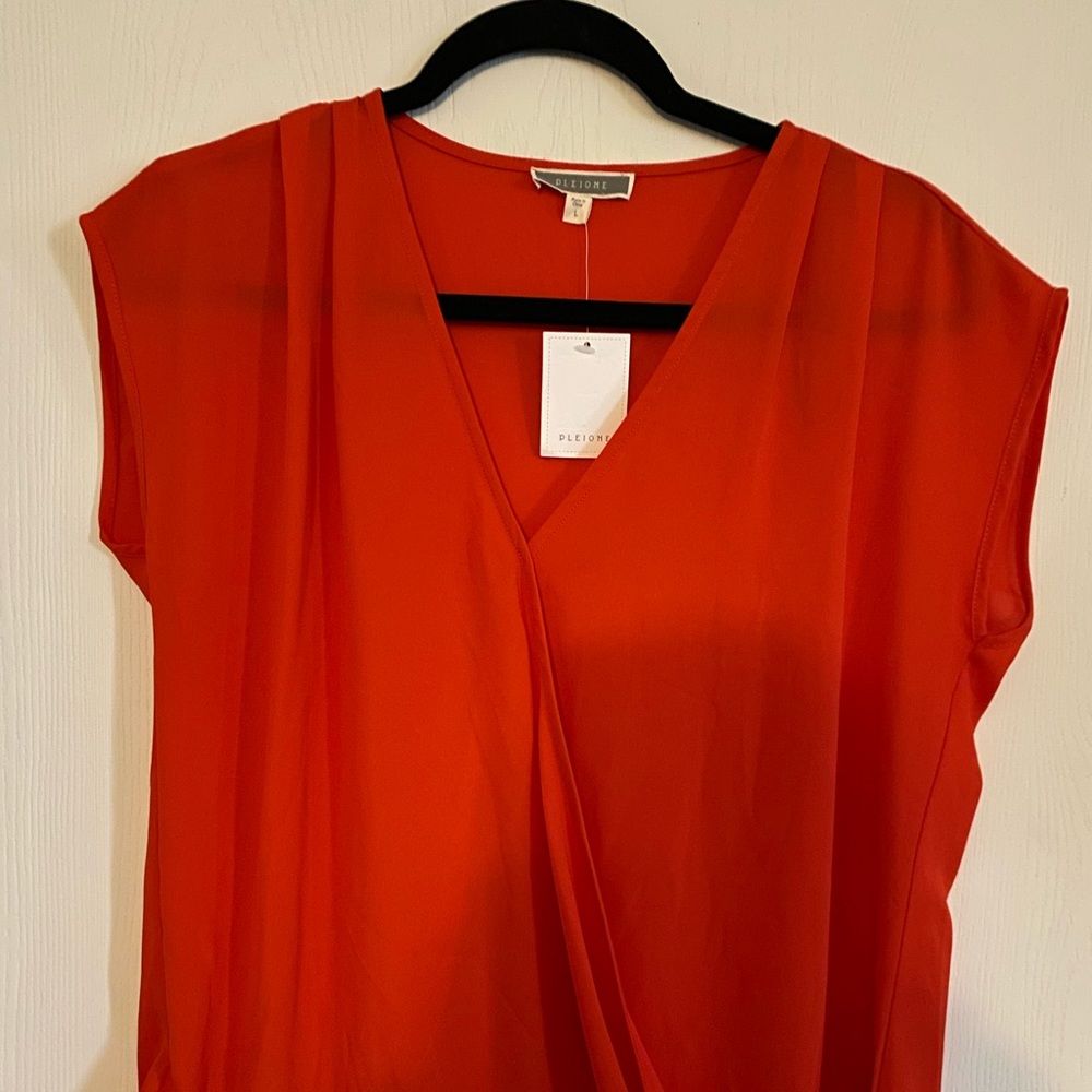 NWT Pleione Semi Sheer Crossover Blouse - Large